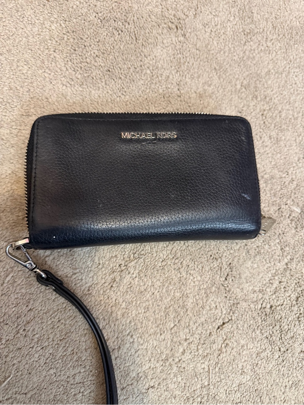 Michael Kors Black Pebbled Leather Wristlet Wallet